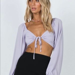 princess polly sylvia long sleeve purple top!